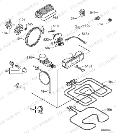 Взрыв-схема плиты (духовки) Zanussi ZBP1165X - Схема узла Electrical equipment 268